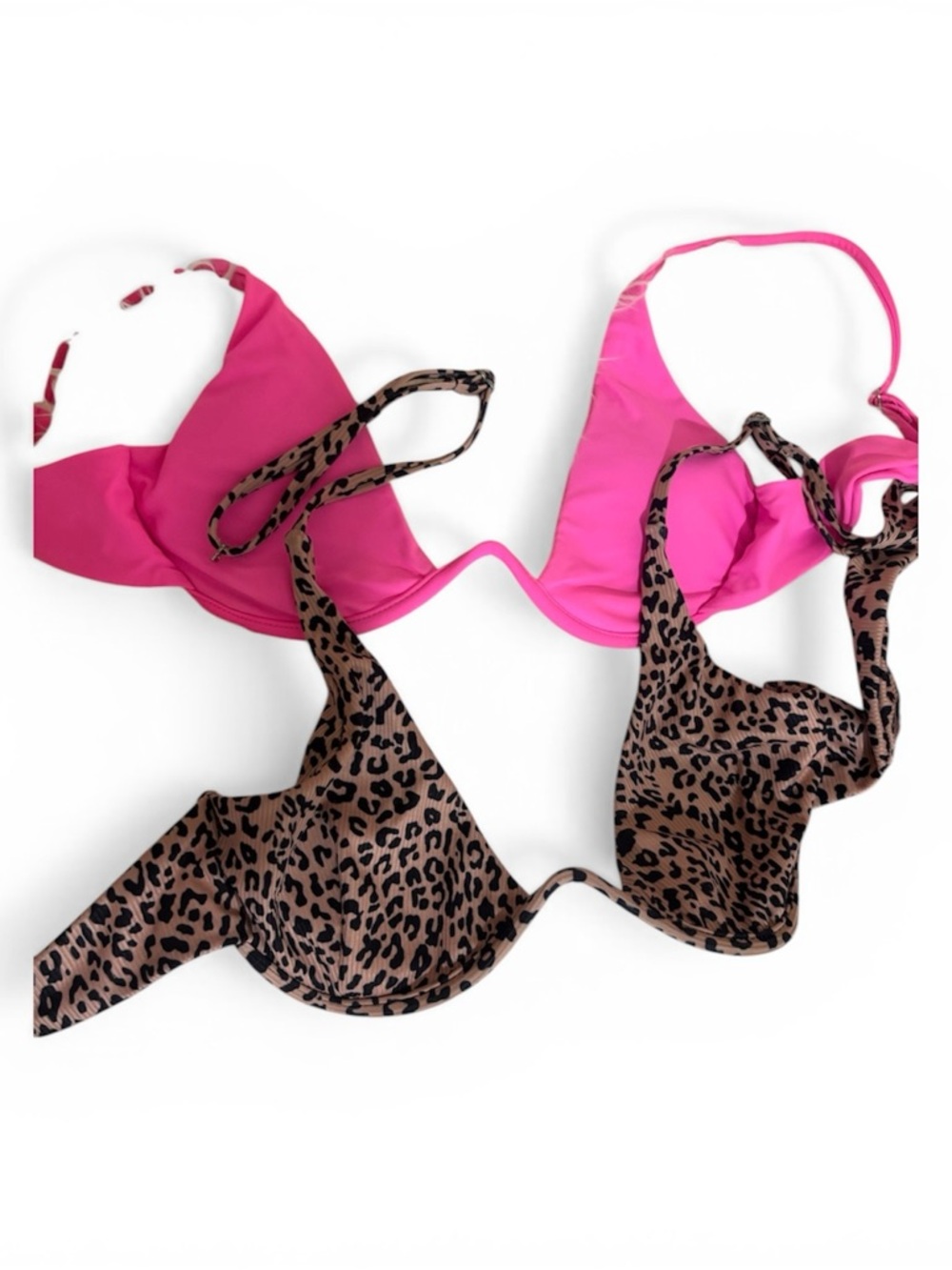 Zaful Hot Pink & Leopard Print Bikini Tops